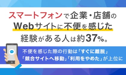 スマートフォンで企業・店舗のWebサイトに不便を感じた経験がある人は約37％。不便を感じた際の行動は「すぐに離脱」「競合サイトへ移動」「利用をやめた」が上位に