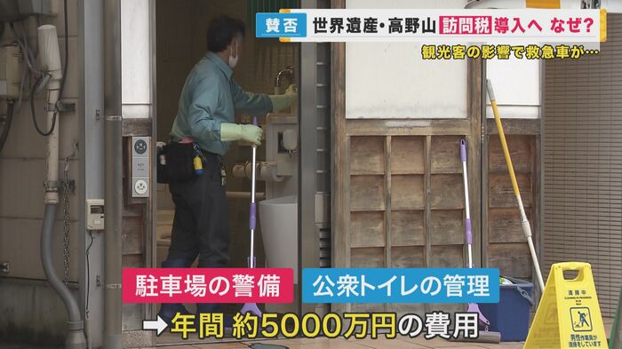 駐車場の警備や公衆トイレの管理に年間約5000万円