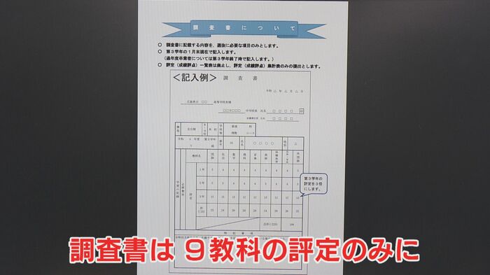 改革を進めている広島県で検討中の、調査書の様式