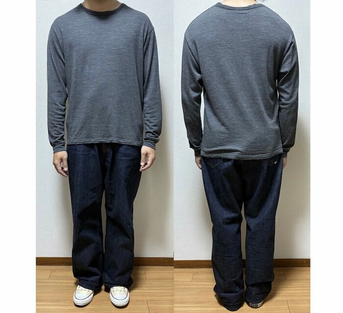 裾がダルダルだと全身が野暮ったく見えてしまう（特集班撮影）