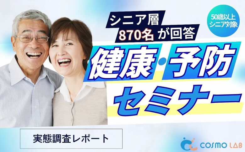 【シニアの意識調査】受けてみたい健康セミナー1位は「食生活改善」と「体の痛み」！ 将来の不安は「足腰衰え（74.9%）」と「認知症（73.2%）」。コスモラボが870名に調査