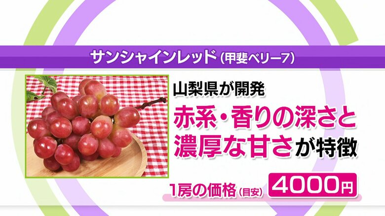 「サンシャインレッド(甲斐ベリー7)」1房の価格(目安)4000円