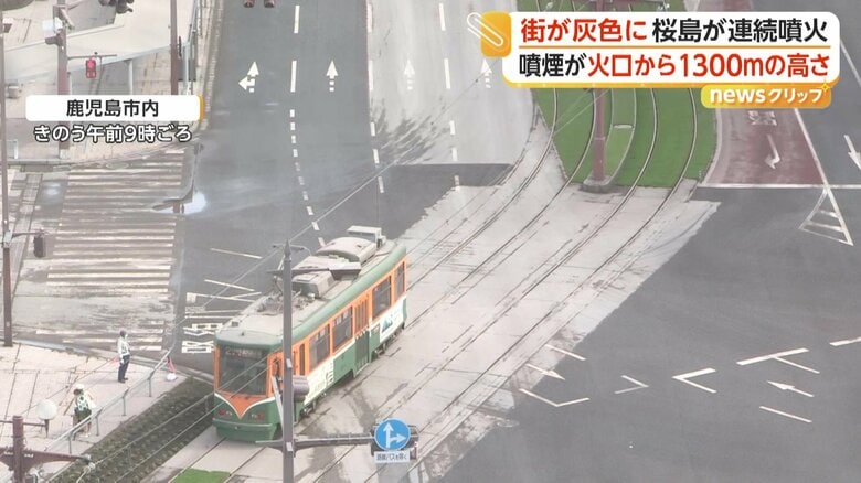 市街地の広い範囲で火山灰による被害がみられた