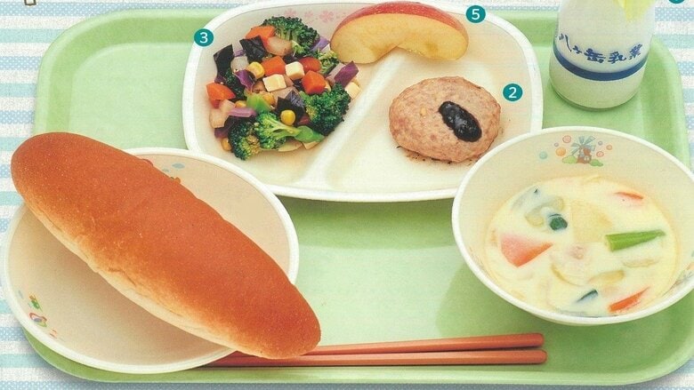 減塩パンと給食での提供イメージ（提供：長野県学校給食会）