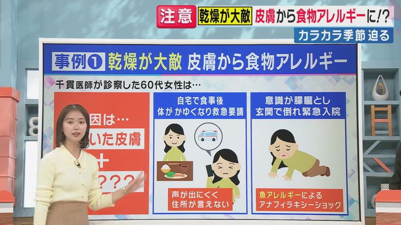 突然アナフィラキシーショック（関西テレビ「旬感LIVE とれたてっ！」より）