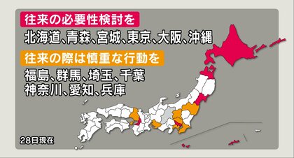 宮城を対象に追加　「往来の必要性改めて検討を」　東京・大阪・北海道・青森・沖縄含め6都道府県に　長野県が呼びかけ