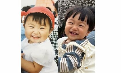 「遺伝子受け継いでる」1歳息子と幼少期の母の笑顔が“完全一致”…実はパパとも？家族3人のそっくり具合を聞いた