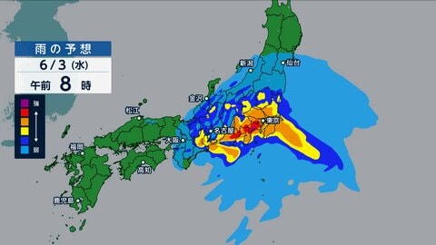 関東の通勤・通学時間に大雨ピークか　台風6号　四国に最接近