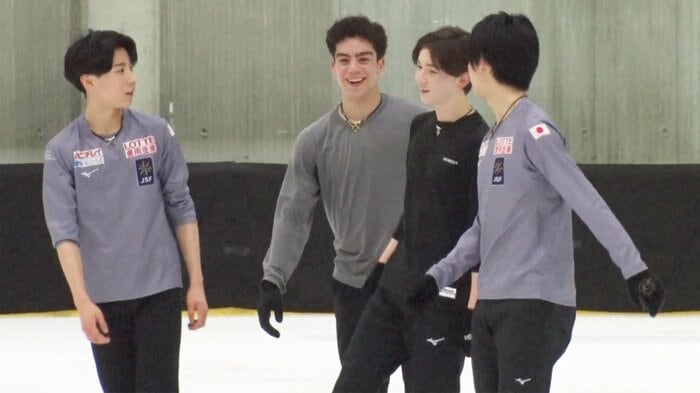 フリーに向けての練習に臨む中田璃士ら