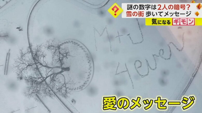 バレンタイン翌日…雪の公園に“歩いて”書いたロマンチックな愛のメッセージ　秘密の数字は2人の暗号？　カナダ｜FNNプライムオンライン