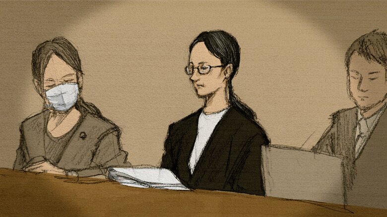 修被告の姿に涙する浩子被告（2024年7月1日）