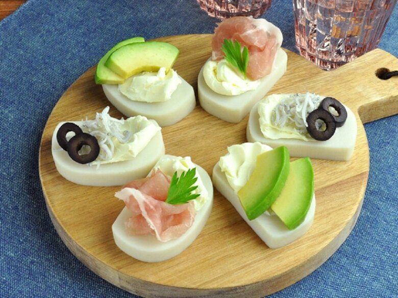 蒲鉾のカナッペ風のレシピ（提供：紀文食品）