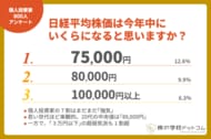 【2026年後半の展望】個人投資家の7割弱が日経平均株価の「さらなる上昇」を展望。予想の最多は「75,000円」、8万円以上も4割