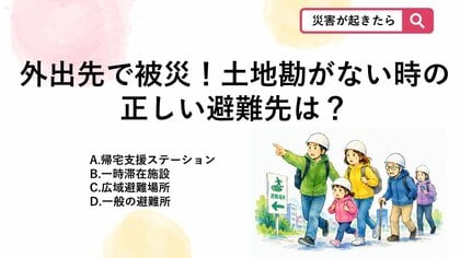 【防災クイズ】お出かけ中や旅行先など土地勘のない場所で大地震に遭ってしまった場合、頼るべき「ある施設」の名前は何？