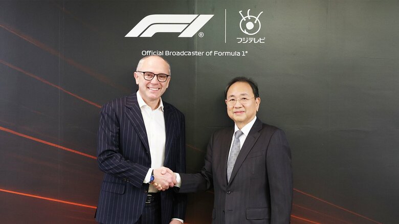 F1ドメニカリCEOが日本開催で期待するのは「新たなファン層獲得」。フジテレビ清水社長との対談で語った今後の展望｜FNNプライムオンライン