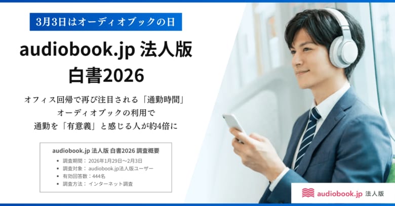 【3月3日はオーディオブックの日】オフィス回帰で再び注目される「通勤時間」。オーディオブックの利用で通勤を「有意義」と感じる人が約4倍に
