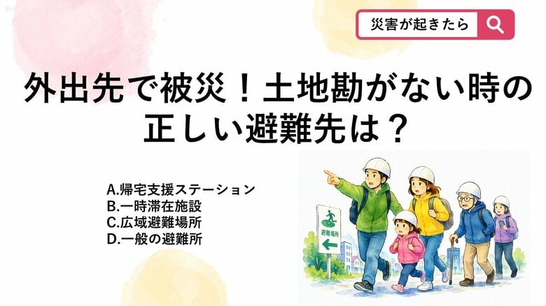 【防災クイズ】お出かけ中や旅行先など土地勘のない場所で大地震に遭ってしまった場合、頼るべき「ある施設」の名前は何？｜FNNプライムオンライン