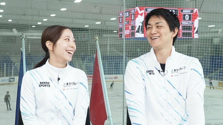 今シーズンの意気込みを語る三浦璃来と木原龍一