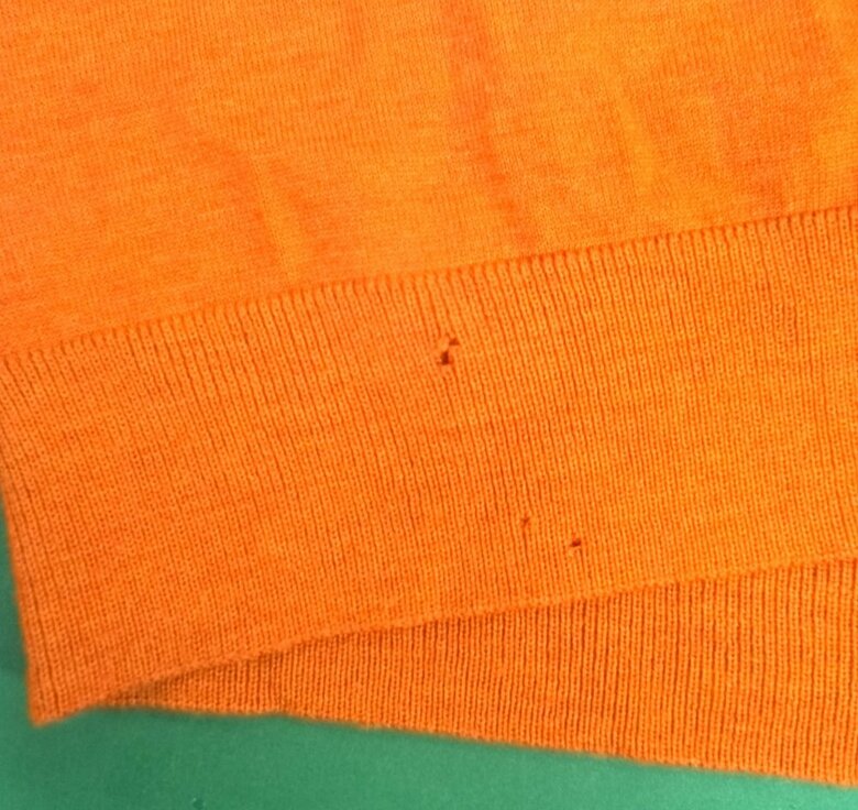 虫食い衣類（提供：エステー株式会社）