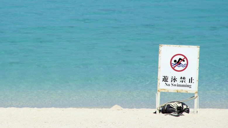 穏やかに見えても遊泳禁止の海には近づかない　資料映像
