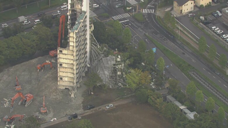 足場が崩れた茨城・つくば市の解体現場