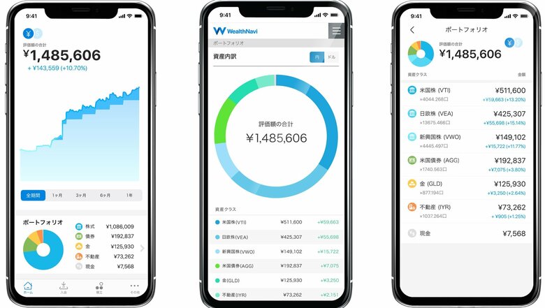 スマホアプリの画面イメージ（画像提供：ウェルスナビ）