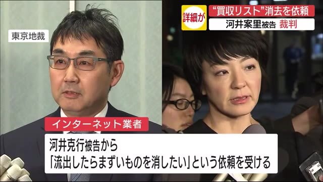 「買収リスト消去を依頼された」インターネット業者が供述 河井事件