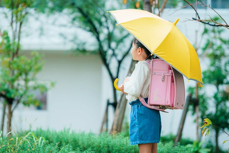 子ども用晴雨兼用日傘　無地イエロー