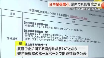 中国の日本渡航自粛　沖縄でも影響広がる