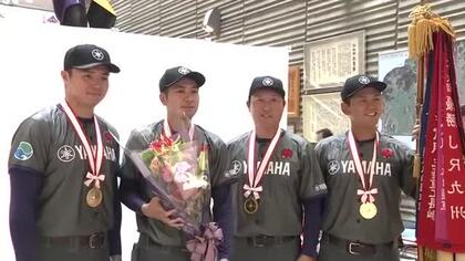 社会人野球・ヤマハが日本選手権で8年ぶり2回目の優勝　地元・浜松市役所で報告会「ここで受け身にならずチャレンジ精神を」
