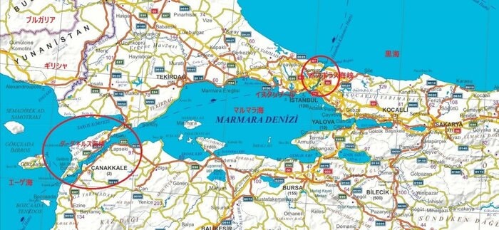 トルコの海峡地帯地図