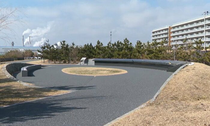 南浜津波復興祈念公園内の慰霊碑