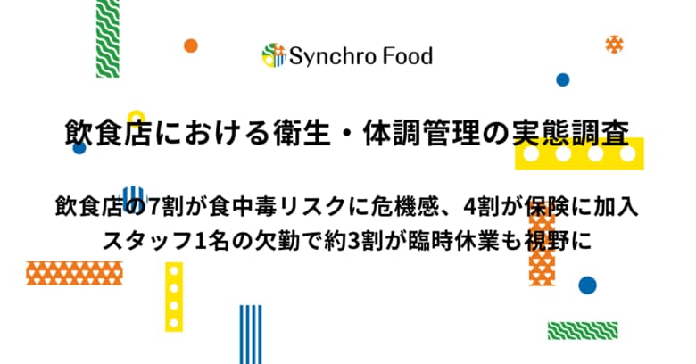飲食店における衛生・体調管理の実態調査　飲食店の7割が食中毒リスクに危機感、4割が保険に加入　スタッフ1名の欠勤で約3割が臨時休業も視野に