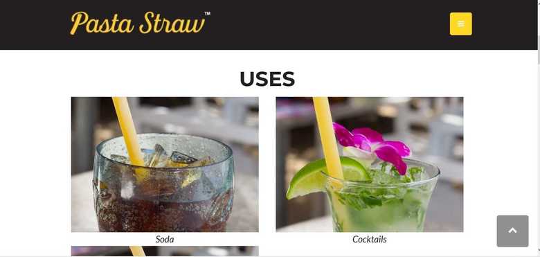パスタでできたストローも登場(Pasta Straw HPより引用)