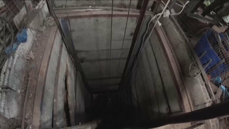 ハマスが各地に武器を輸送するために使用していたと思われる地下トンネルの入り口