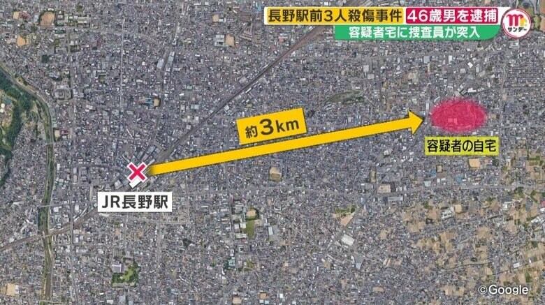 矢口容疑者は長野駅から東3kmの場所に立つ集合住宅4階で1人暮らしをしていた