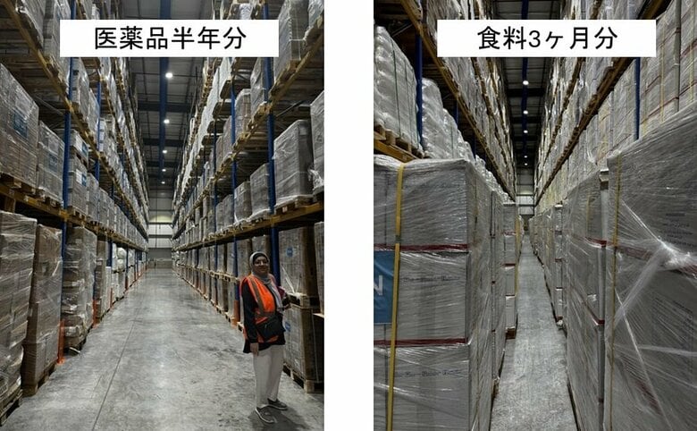 ヨルダン・アンマンにある支援物資の倉庫（UNRWA提供）