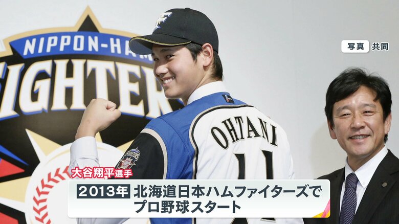 2013年日本ハムファイターズ入団時の大谷選手