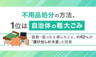 不用品処分の方法、1位は「自治体の粗大ごみ」。面倒・困ったと感じたこと、約62%が「運び出しが大変」と回答
