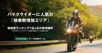 バイクライダーに人気の検索数増加エリアを分析