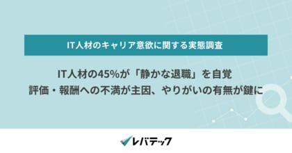 IT人材の45％が「静かな退職」を自覚、評価・報酬への不満が主因、やりがいの有無が鍵に