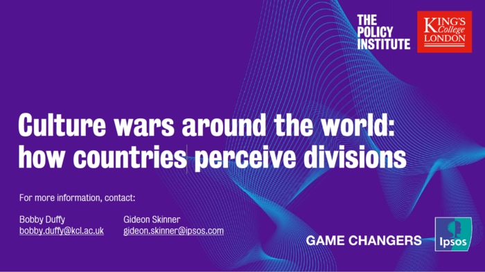「Culture wars around the world:how countries perceive divisions(世界の文化戦争:国々は分断をどう認識しているのか)」