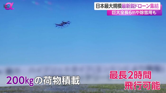 一度に200kgの荷物を運搬可能な巨大ドローン