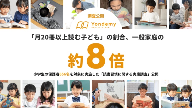 【調査公開】ヨンデミー利用家庭の読書量が圧倒的！「月20冊以上読む子ども」割合は一般家庭の約8倍に。
