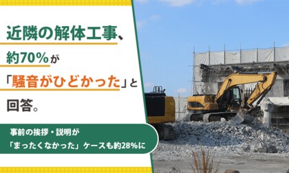 近隣の解体工事、約70％が「騒音がひどかった」と回答。事前の挨拶・説明が「まったくなかった」ケースも約28％に