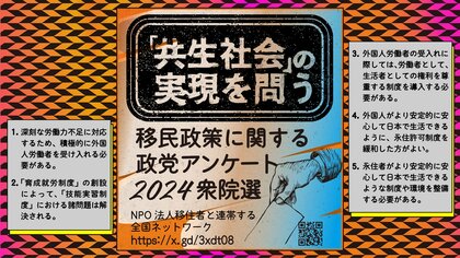 「共生社会」の実現を問う-移民政策に関する政党アンケート2024衆院選