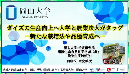 ダイズの生産向上へ大学と農業法人がタッグ-新たな栽培法や品種育成へ-〔岡山大学, 中森農産株式会社〕