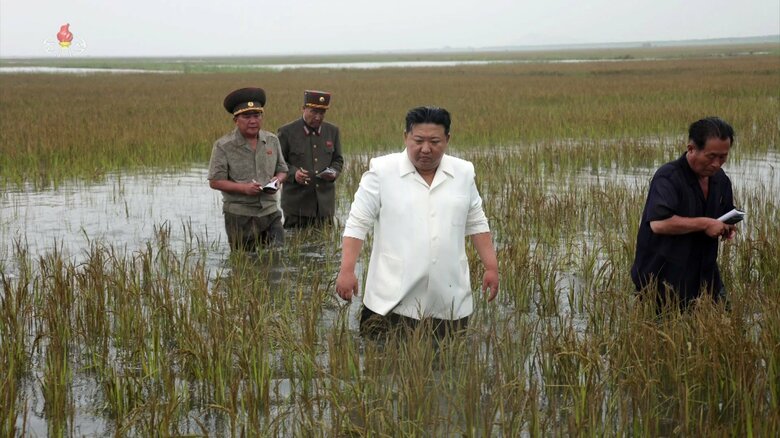 自ら冠水した現場に入る金正恩総書記 2023年8月
