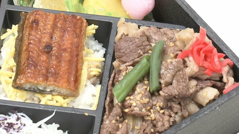 浜名湖のうなぎや三ケ日牛、遠州灘のしらすが入った「殿」「家臣団」「民」の「三位一体ごはん」だ