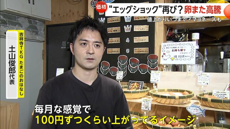「毎月100円ずつくらい上がっている」と話す土山俊郎代表